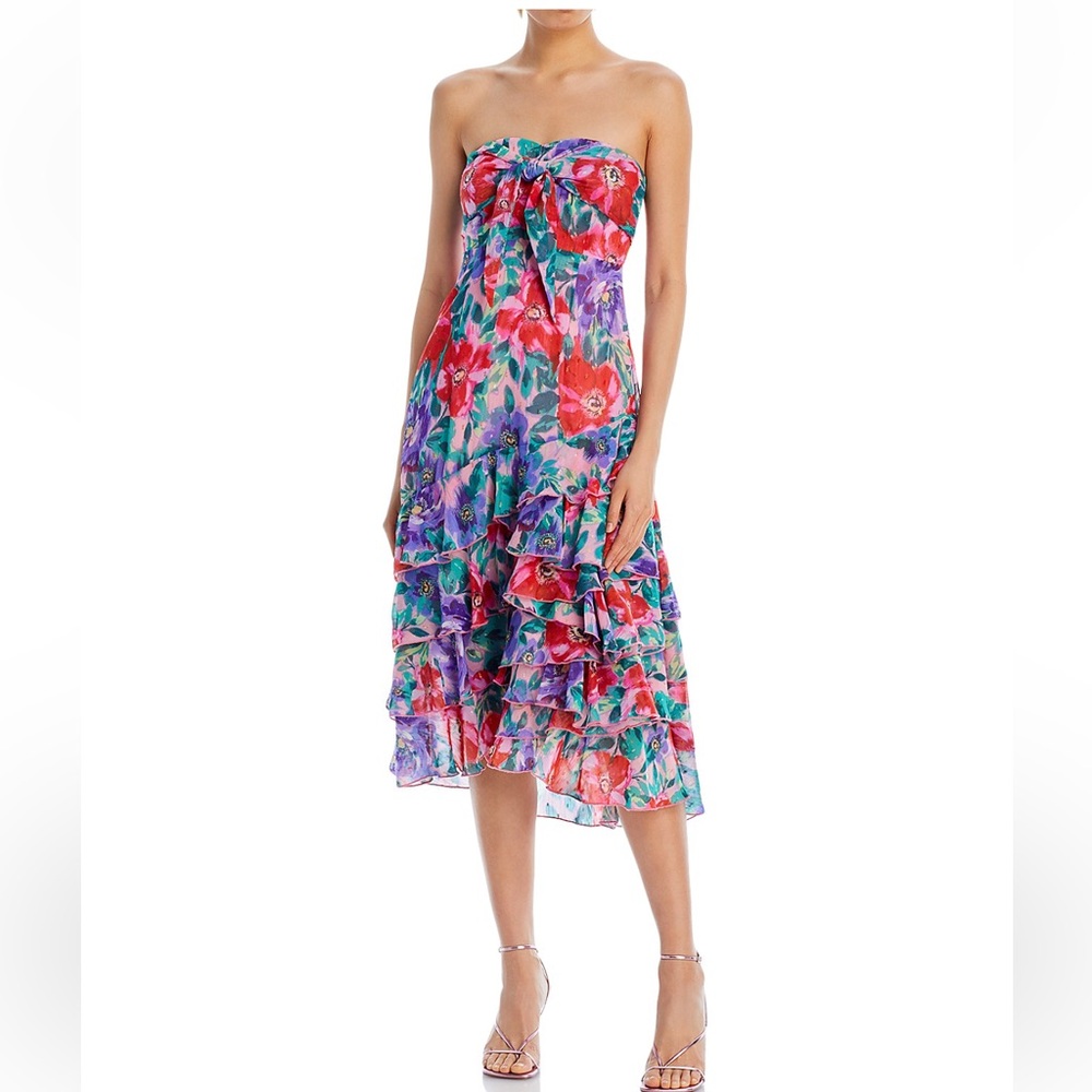 Aqua by Bloomingdale’s Strapless Tie Front Midi Dress.  Brand new!